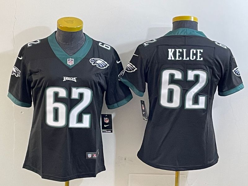 Youth Philadelphia Eagles 62 Kelce Black 2025 Nike Vapor Limited NFL Jersey style 3